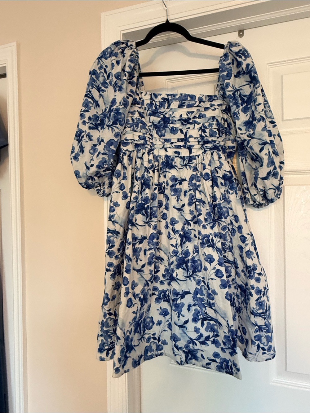 Abercrombie &Fitch Blue Floral Puff-Sleeve Women’s Dress - Picture 2 of 6